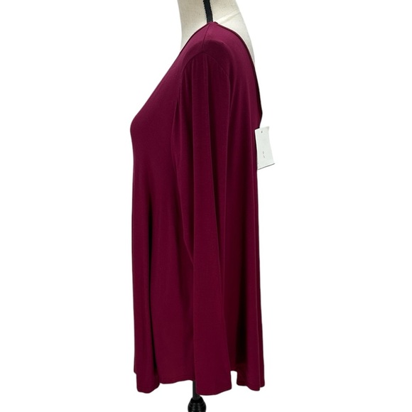 Soprano Long Sleeve V-Neck Tunic Top - Red / Maroon - size 2X - Picture 4 of 7
